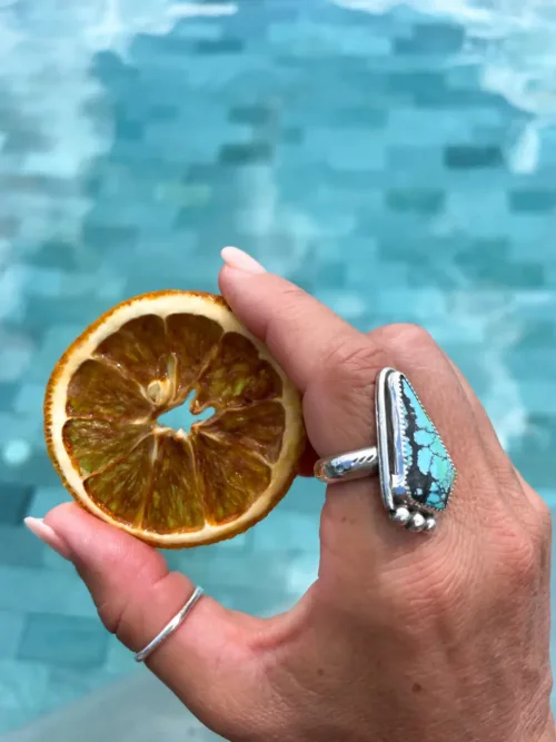 handmade sterling silver natural turquoise gemstone ring by rico designs silver jewellery. handmade in Sydney Australia