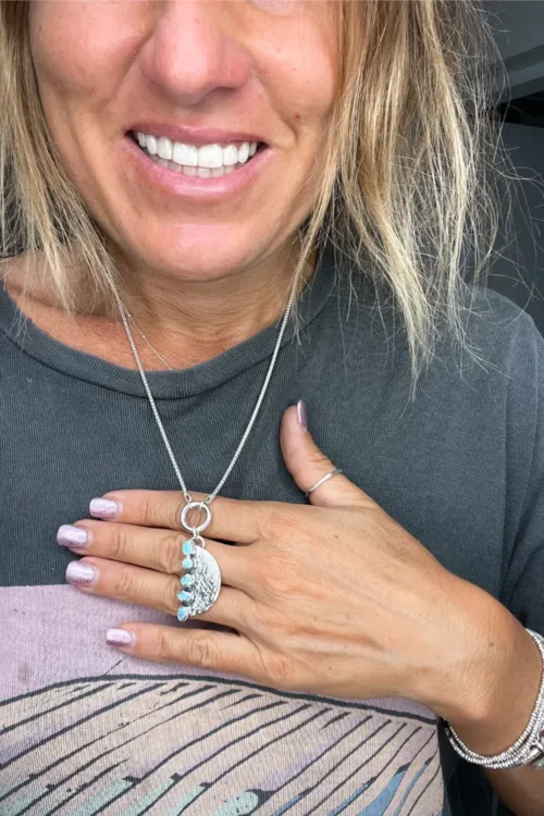 handmade silver golden hill turquoise pendant unique sterling silver long necklace