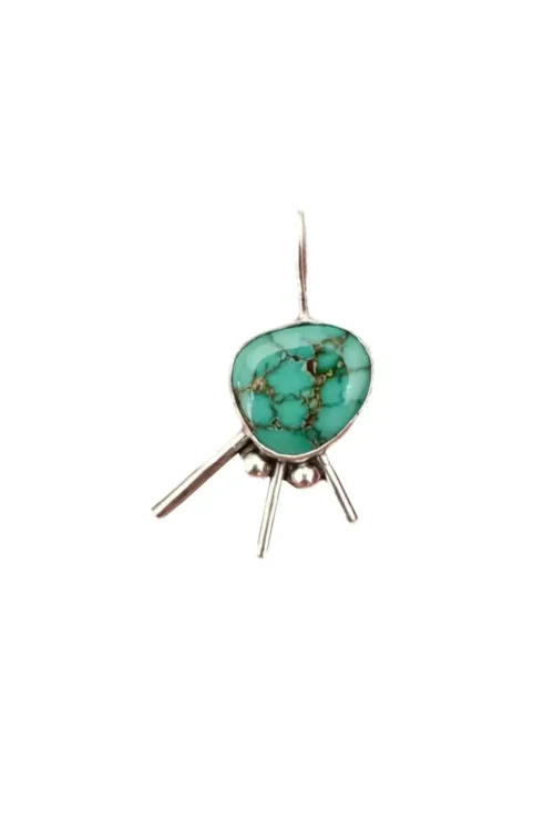 handmade sterling silver pendant with turquoise gemstone ocean safe