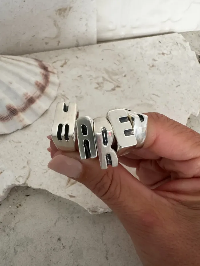 initial signet rings handmade sterling silver rings ocean safe