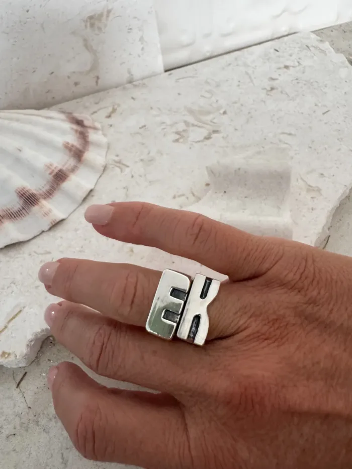 custom made initial sterling silver signet ring. chunky silver ring - ocean safe - personalised jewellery