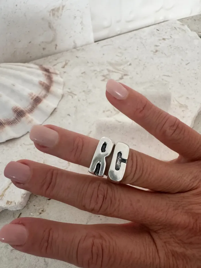 custom made initial sterling silver signet ring. chunky silver ring - ocean safe - personalised jewellery