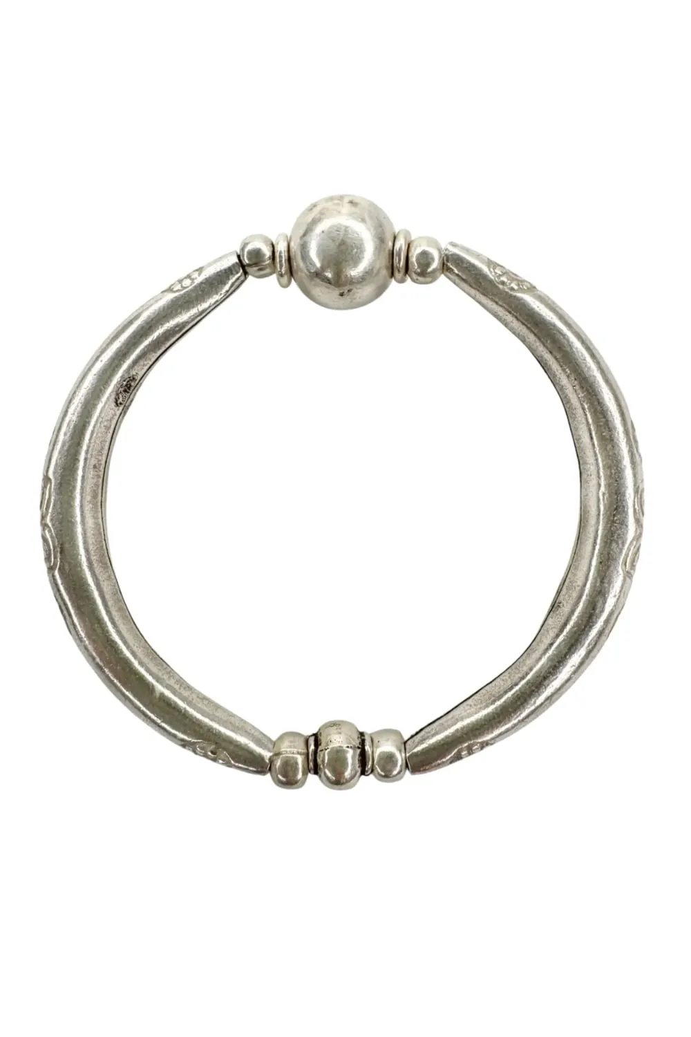 chunky handmade stretch pure silver bracelet. Perfect for a bracelet stack. Ocean safe