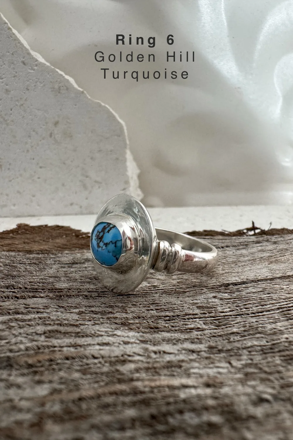 handmade silver turquoise ring with Golden Hill turquoise