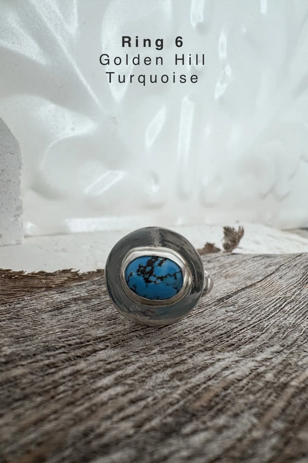 handmade silver turquoise ring with Golden Hill turquoise
