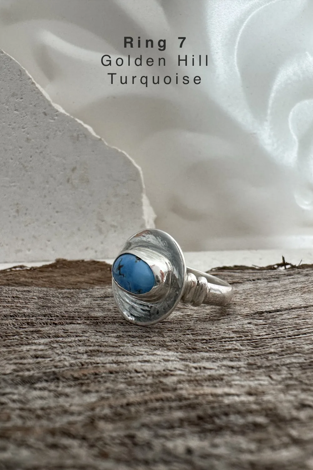 handmade silver turquoise ring with Golden Hill turquoise