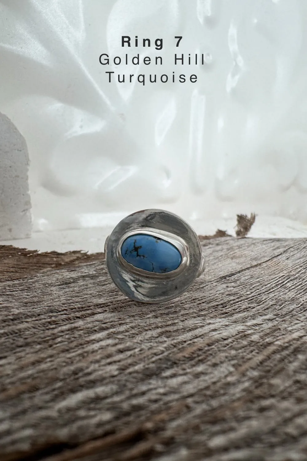 handmade silver turquoise ring with Golden Hill turquoise