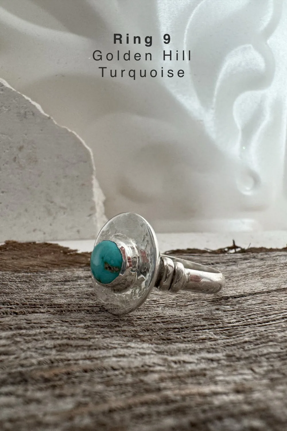 handmade silver turquoise ring with Golden Hill turquoise