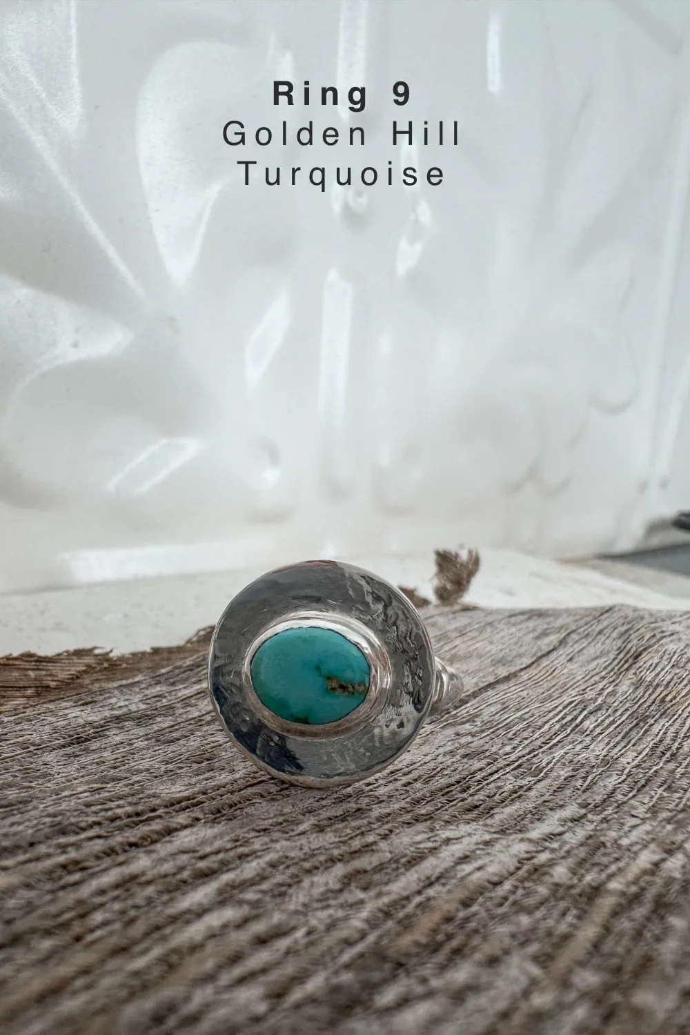 handmade silver turquoise ring with Golden Hill turquoise