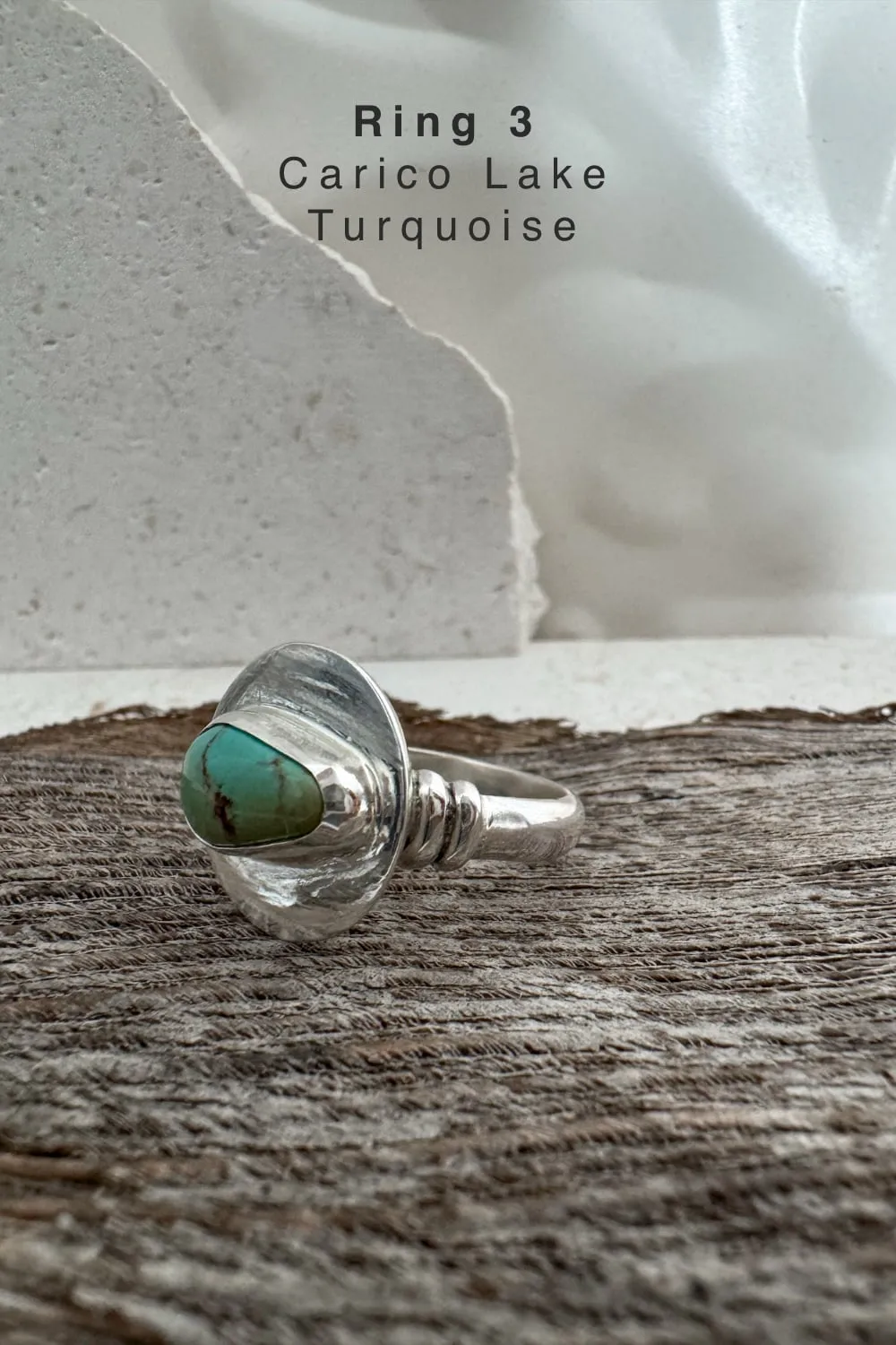 handmade silver turquoise ring with carico lake turquoise