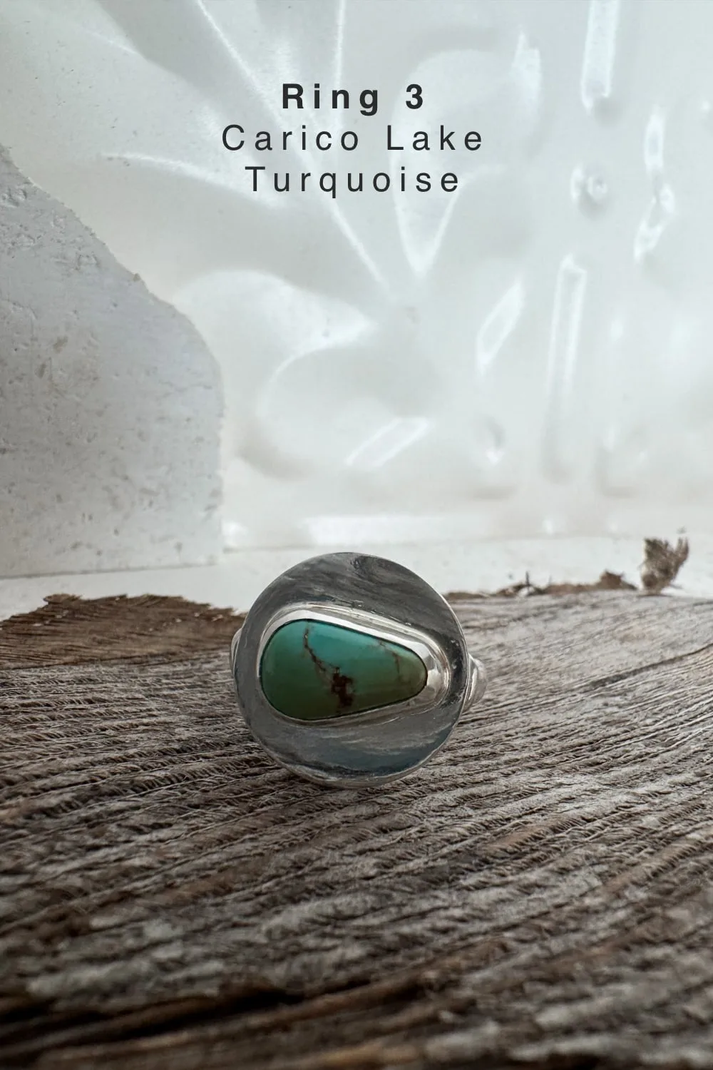 handmade silver turquoise ring with carico lake turquoise