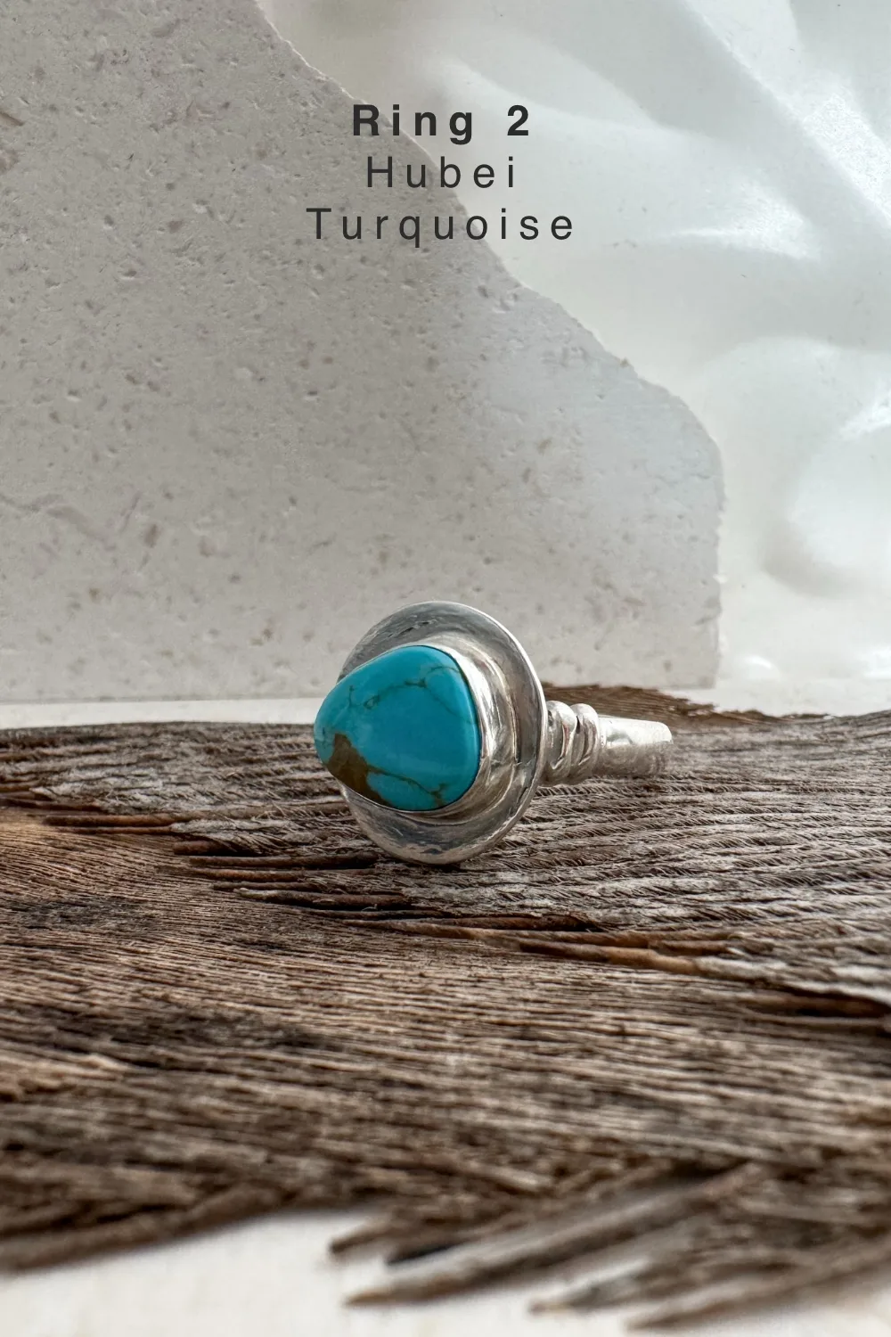 handmade silver turquoise ring with Hubei turquoise