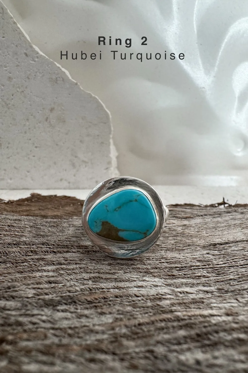handmade silver turquoise ring with Hubei turquoise