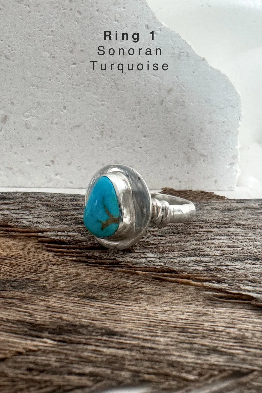 handmade silver turquoise ring with Sonoran turquoise