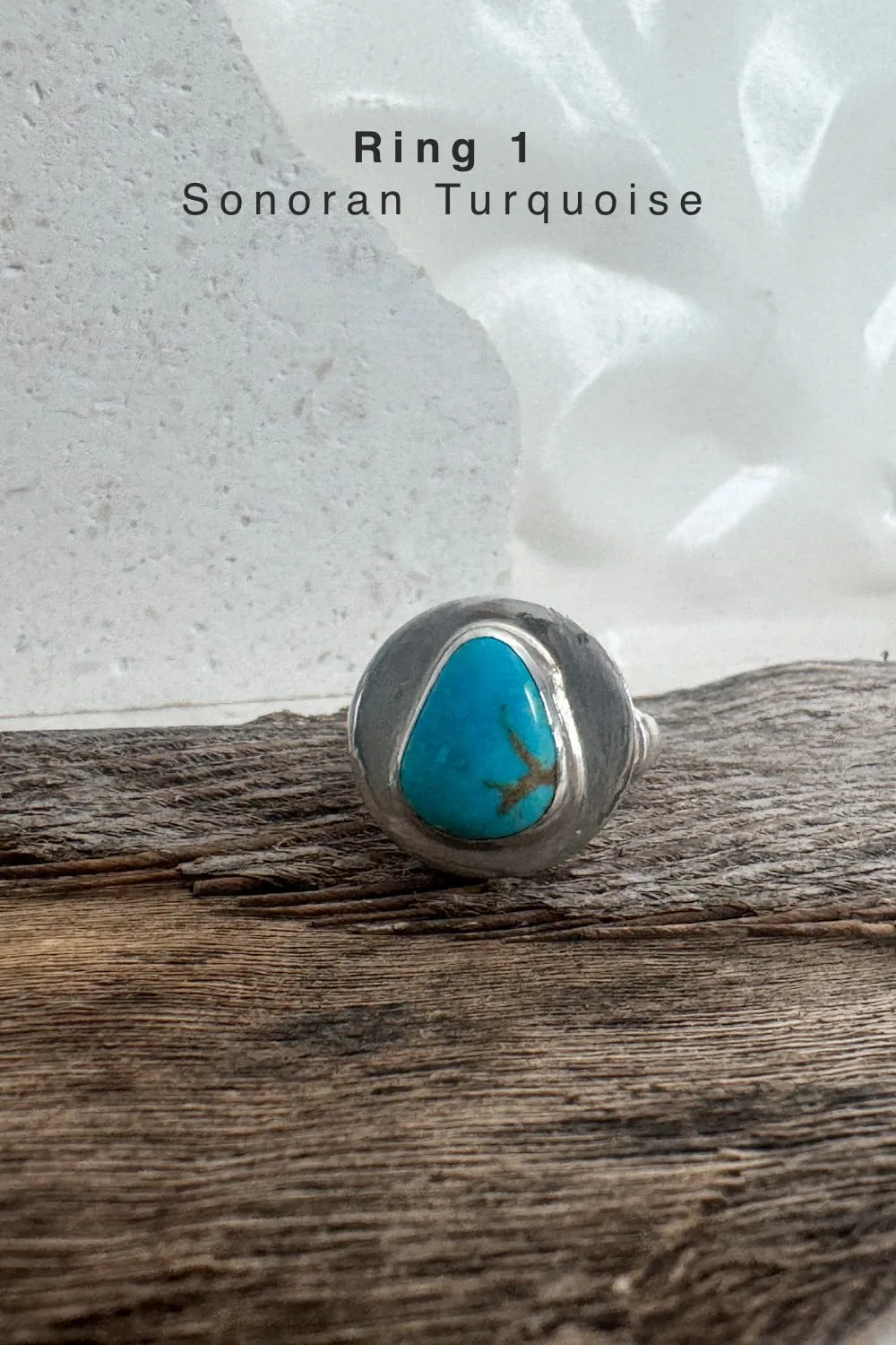 handmade silver turquoise ring with Sonoran turquoise