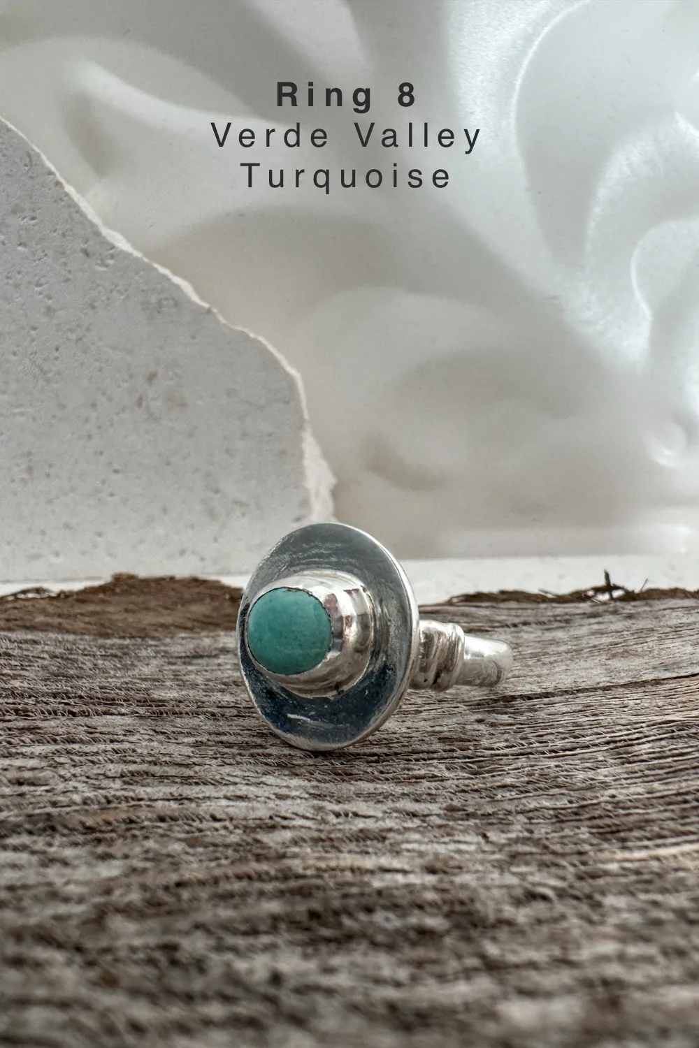 handmade silver turquoise ring with Verde Valley turquoise