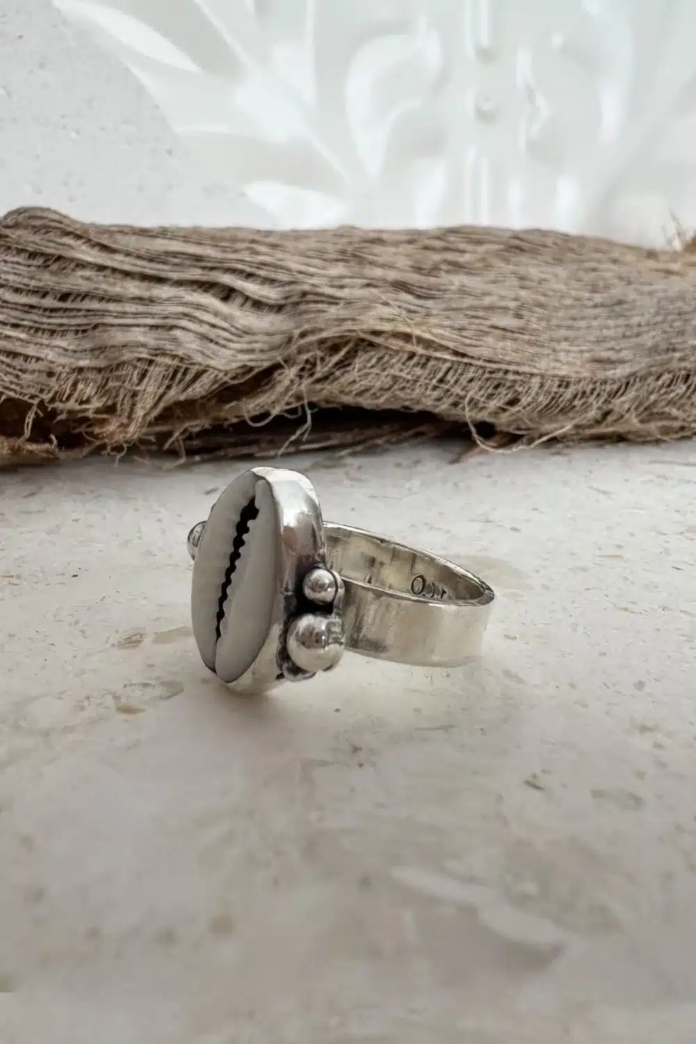 handmade cowrie shell ring in Sydney australia. Ocean safe