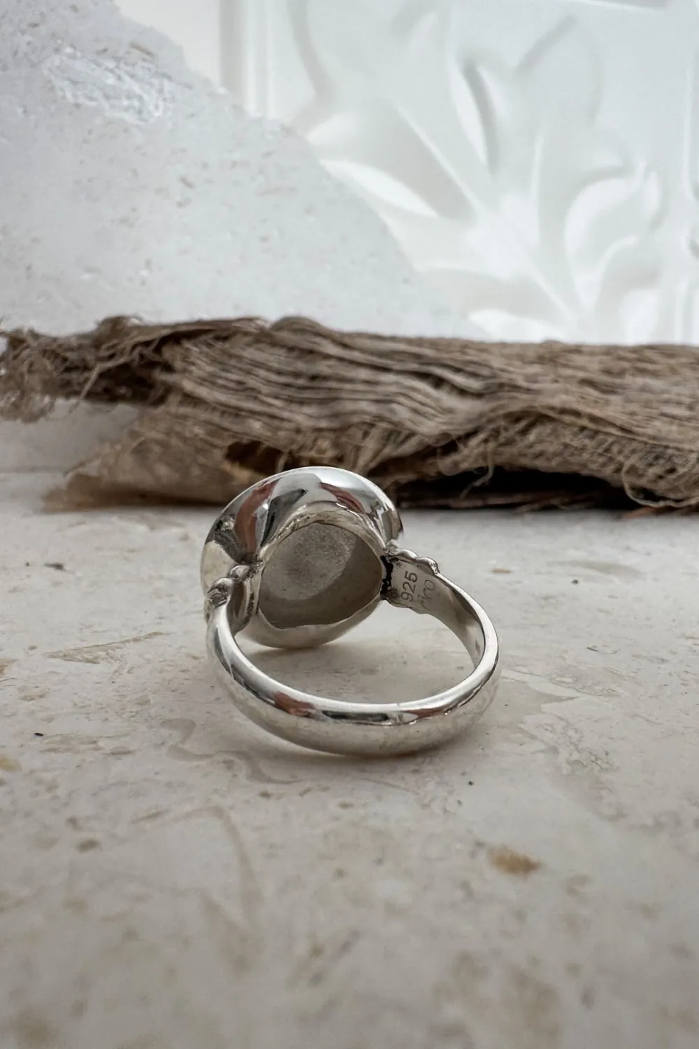 chunky sterling silver round ring with golden hill turquoise gemstone