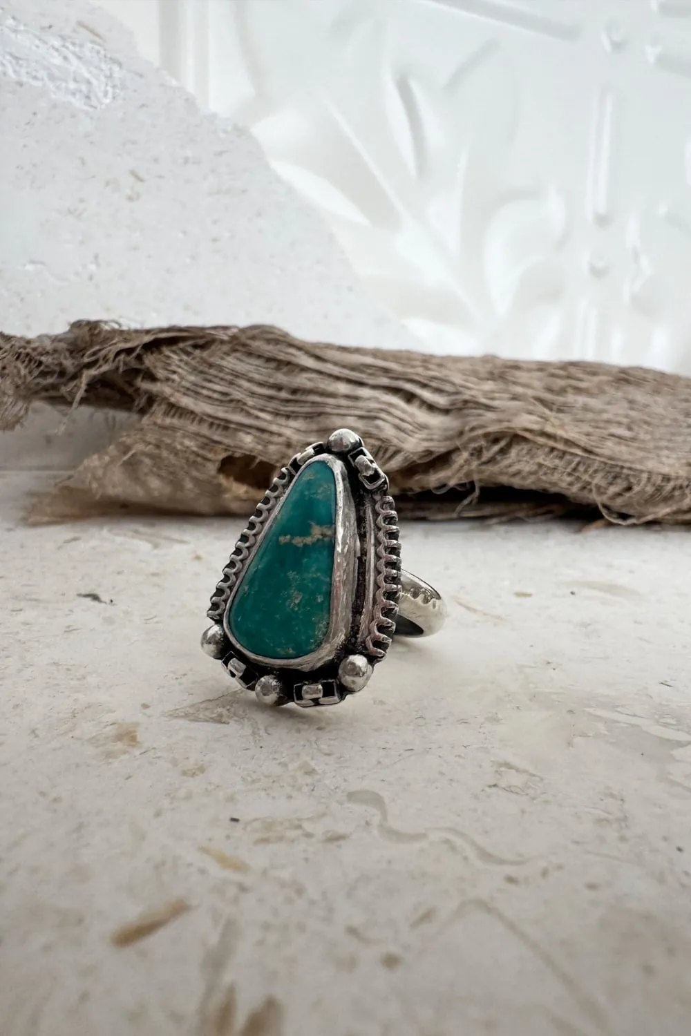 handmade sterling silver white water turquoise gemstone ring