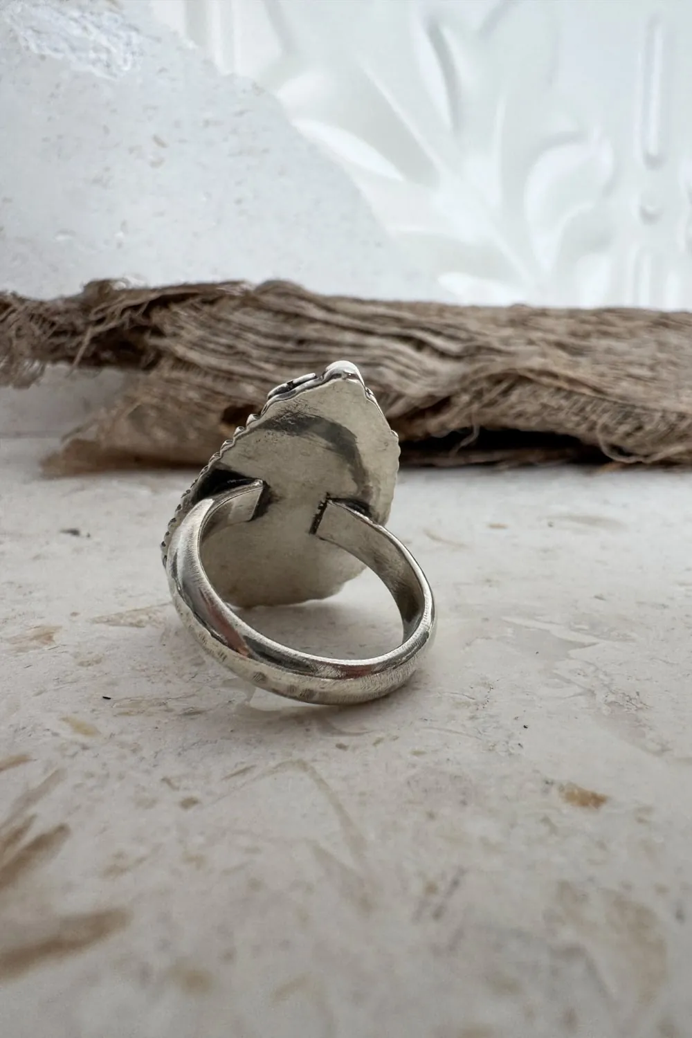 handmade sterling silver white water turquoise gemstone ring