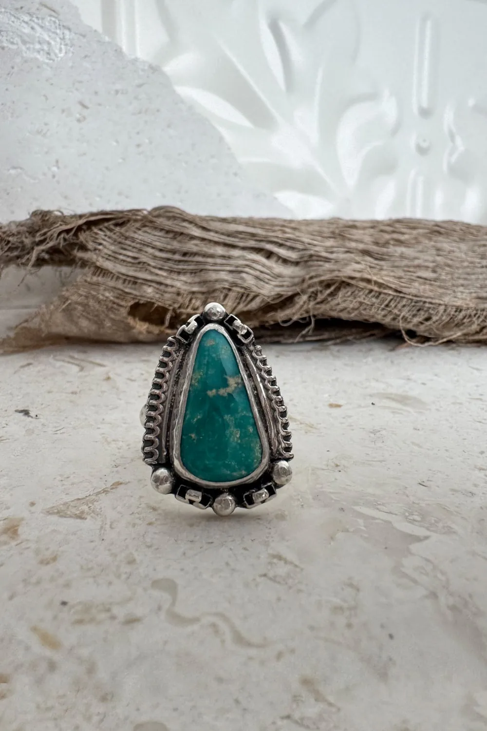 handmade sterling silver white water turquoise gemstone ring