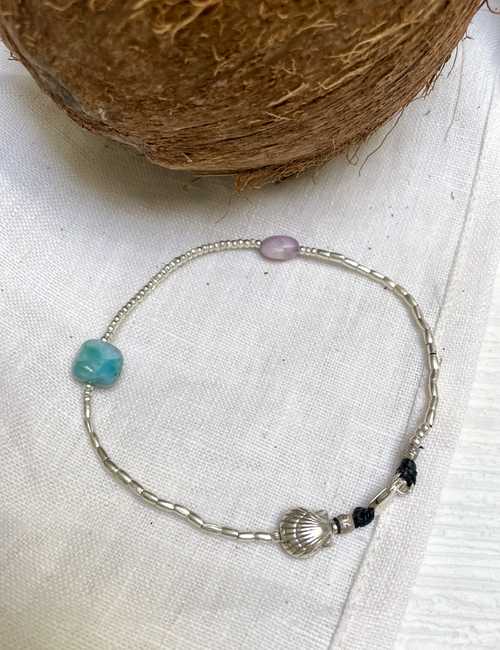 pure silver and gemstone anklet