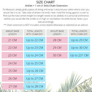 rico designs anklet size chart + 1 cm ext