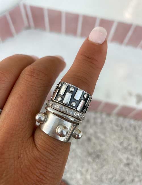 wide band sterling silver ring