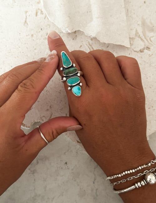 stone stacked turquoise ring