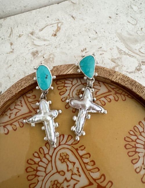 turquoise pearl studs