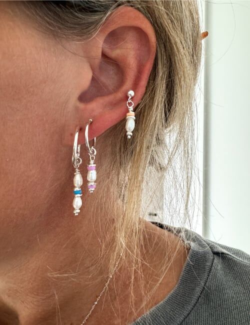 sterling silver half hoop pearl earring