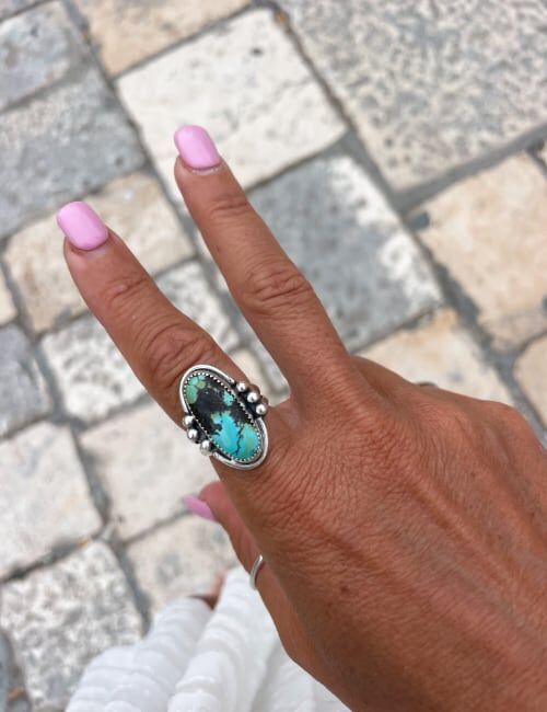 turquoise gemstone silver ring