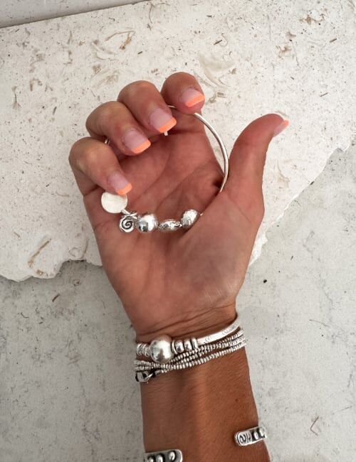 sterling silver bangle with bead details