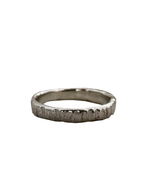 etched silver band ring