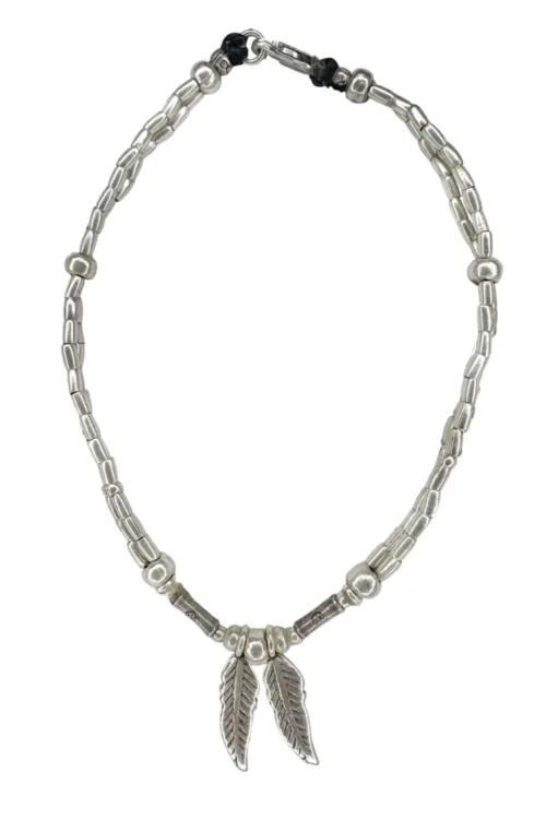multi strand pure silver anklet. Featuring 2 silver feather charms. The perfect beach jewellery. Everyday staple jewellery. Ocean safe.