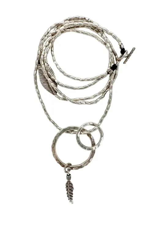 long pure silver bohemian style necklace. Handmade in Sydney Australia. Ocean safe