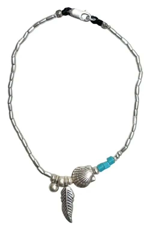ocean inspired pure silver anklet with silver clam shell. Designed to be worn everyday. Ocean Safe