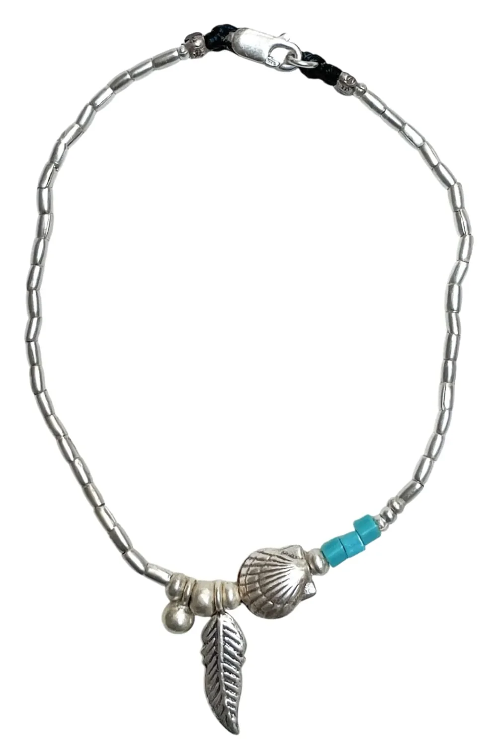 ocean inspired pure silver anklet with silver clam shell. Designed to be worn everyday. Ocean Safe