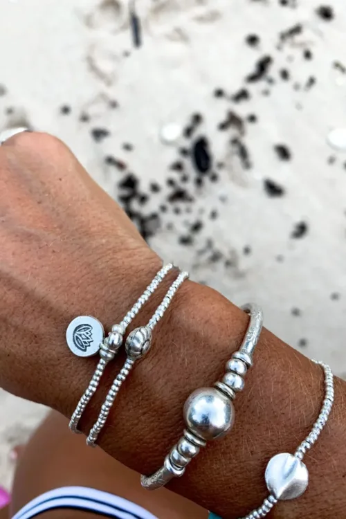 the perfect pure silver bracelet stack. Ocean safe bracelets that can be worn everyday. Handmade in Sydney, Australia.