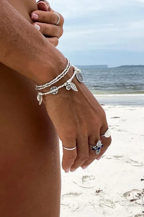 multi charm pure silver women's bracelet tug proof made for active mums ocean safe