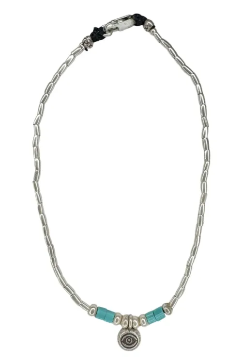 pure silver anklet with evil eye charm for protection. Designed to be worn everyday. ocean safe