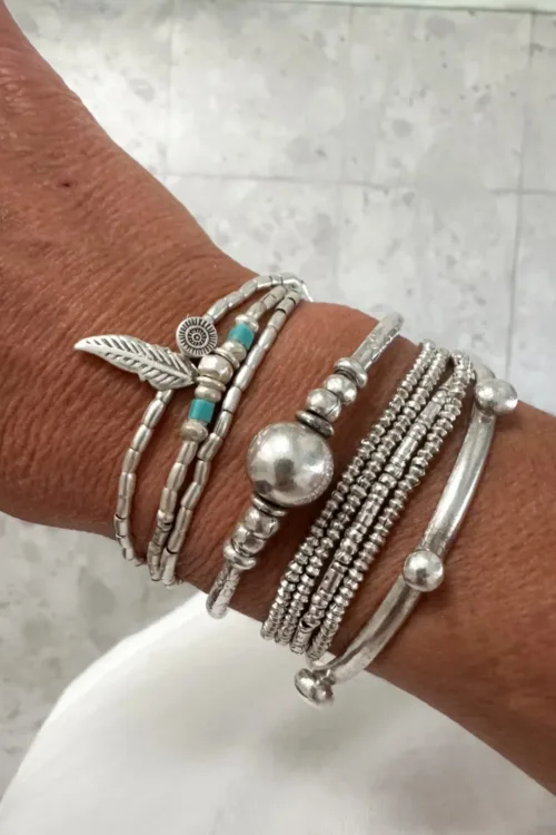 feather and sun turquoise seed pure silver wrap bracelet anklet necklace ocean safe