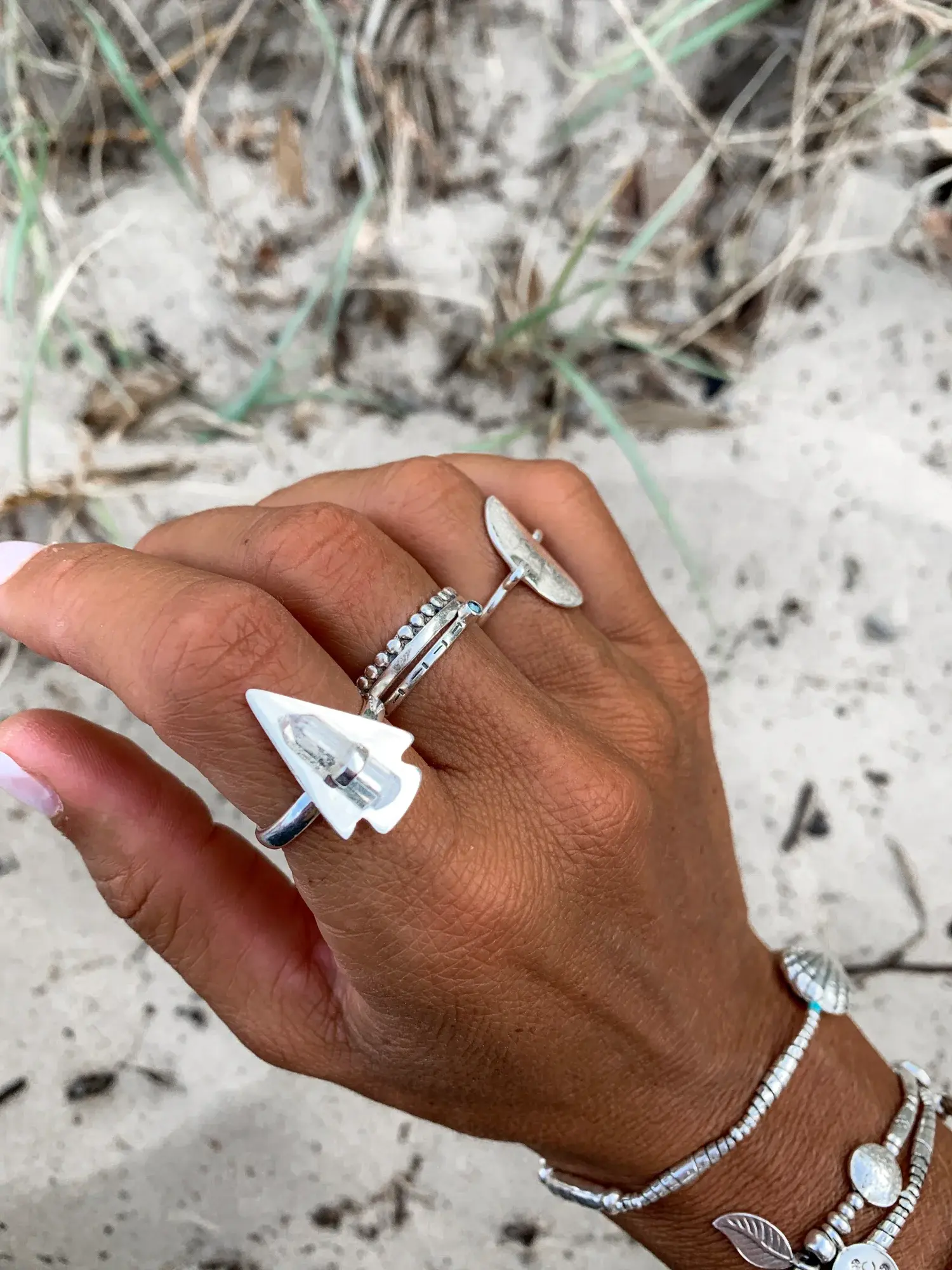 unique sterling silver stack rings. Ocean safe.