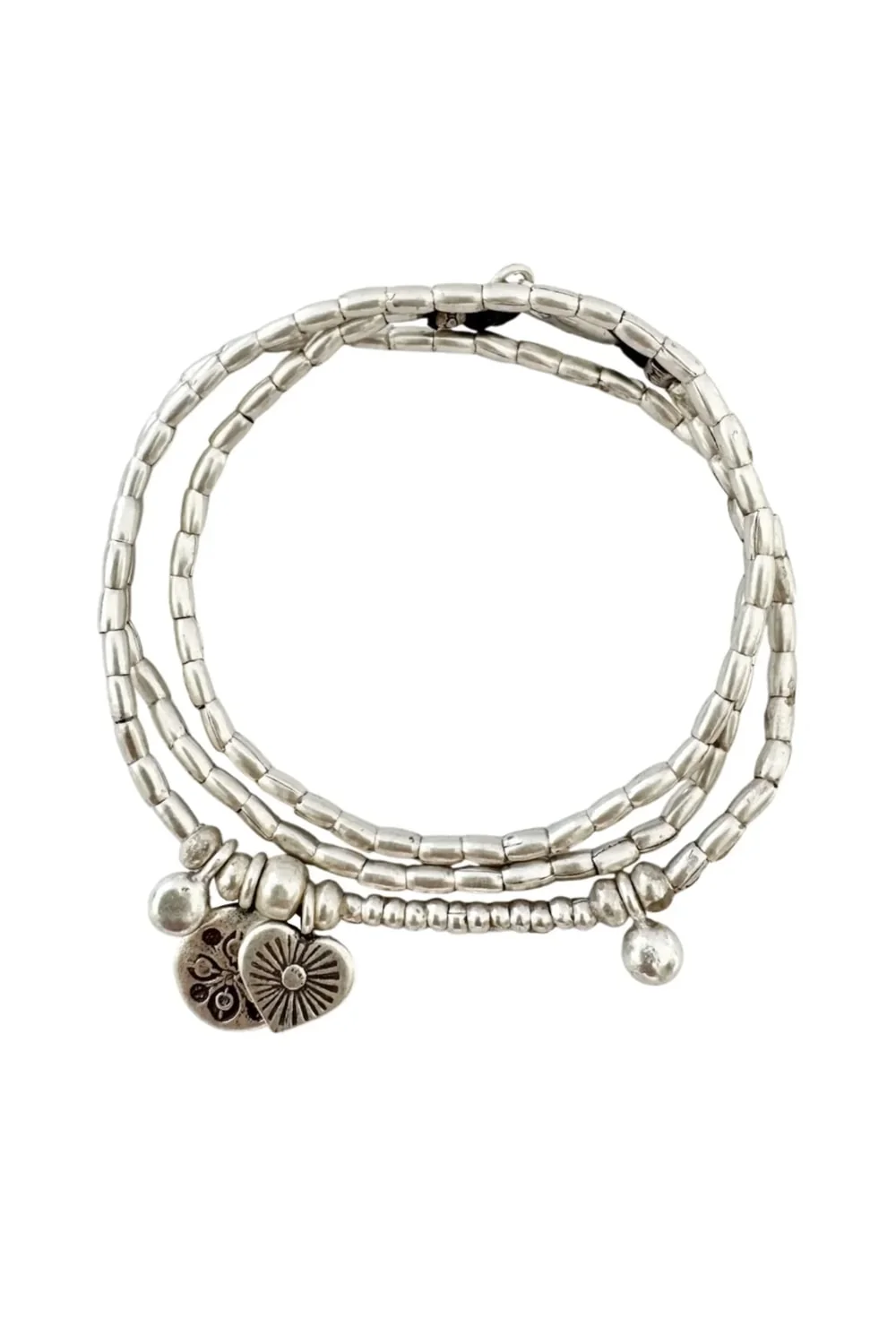 water safe sterling silver jewellery wild heart triple wrap bracelet boho style