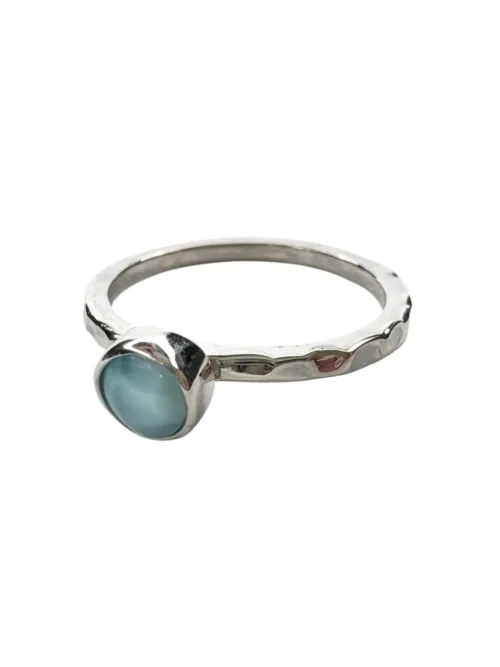 sterling silver stack ring with Larimar gemstone. Ocean safe for the beach lovers. Perfect for ring stacking