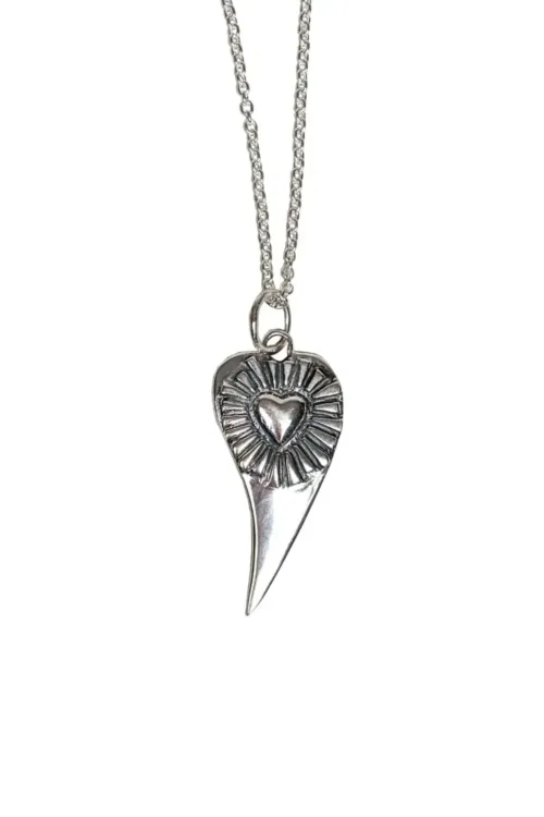chunky sterling silver heart pendant on sterling silver chain ocean safe and perfect for layering