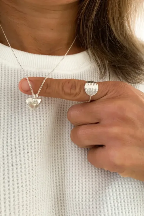 sterling silver 2 heart pendants on sterling silver chain ,animal style for everyday wear ocean safe