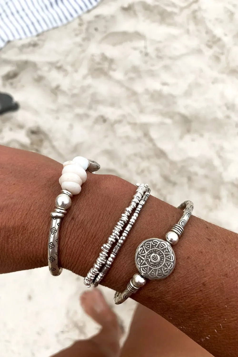pure silver bracelet perfect two add texture to and beach bracelet stack. ocean safe