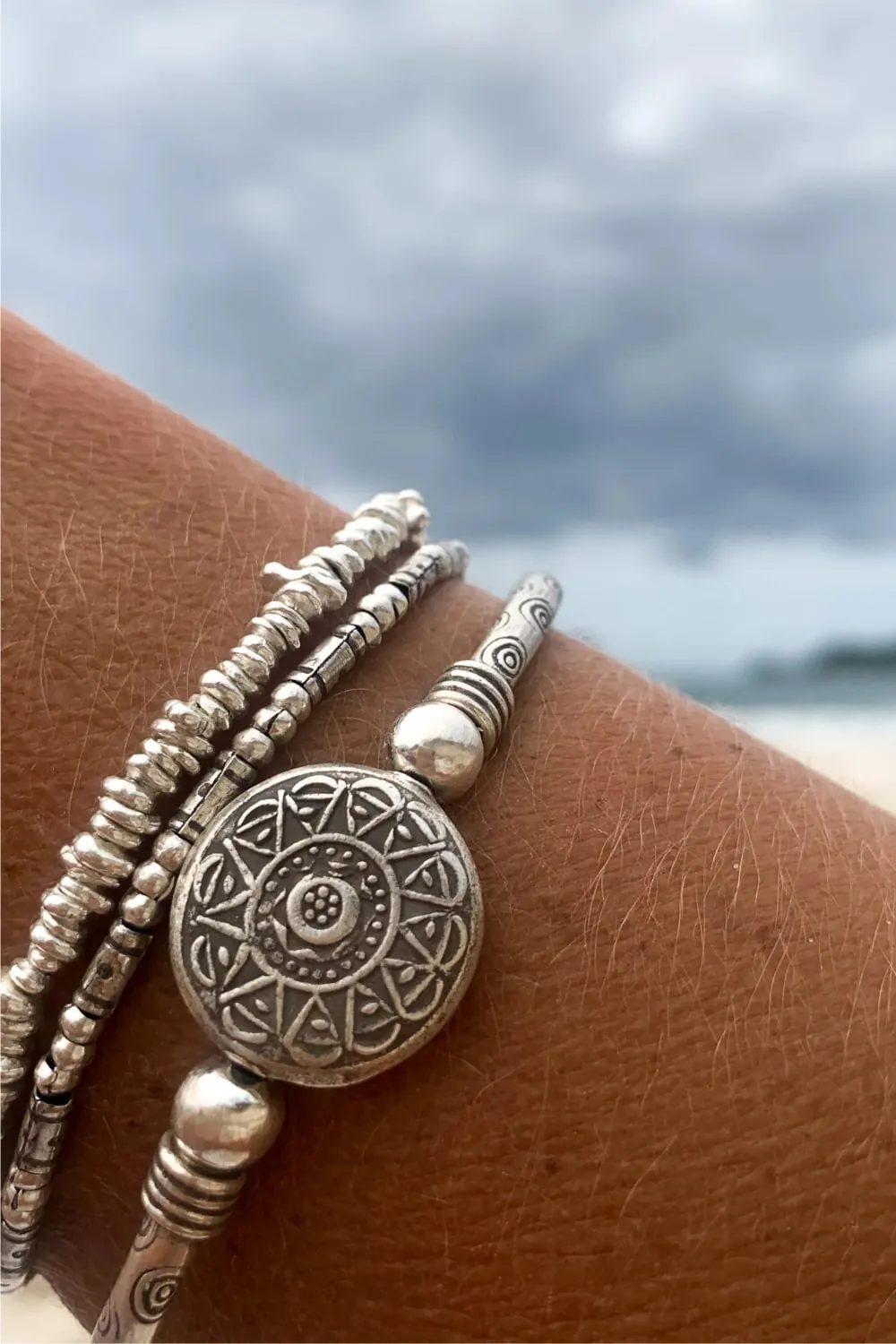 pure silver bracelet perfect two add texture to and beach bracelet stack. ocean safe