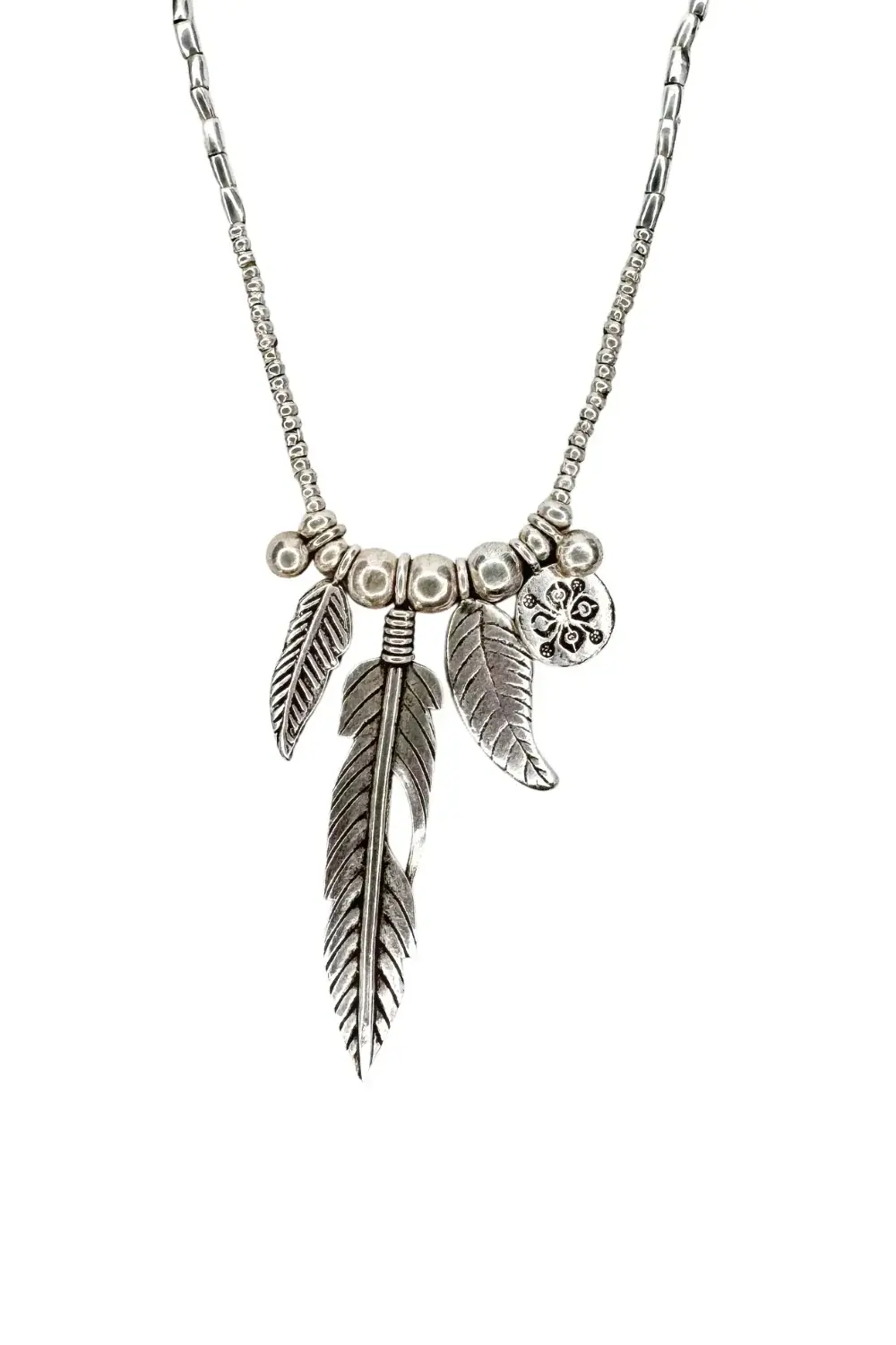 large feather pure silver long necklace handmade in australia ocean safe bohemian style.